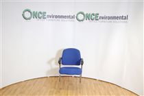 4 legged meeting chair in blue fabric 